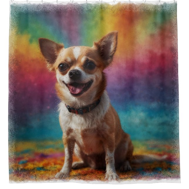 Rideaux De Douche Adorable souriant Chihuahua Portrait Artistique (Devant)