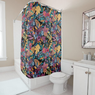 Rideaux De Douche Affaire mixte Floral Leaves Berry Watercolor