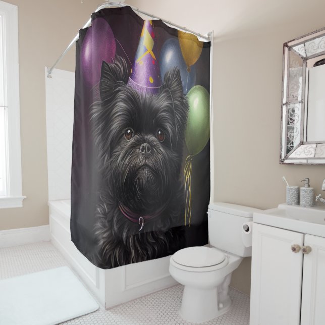 Rideaux De Douche Affenpinscher Chien Ballons d'anniversaire (En situation)