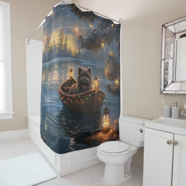 Rideaux De Douche Affenpinscher Festive Christmas Voyage (En situation)