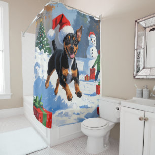 Rideaux De Douche Affenpinscher Festive de Noël Scène de neige