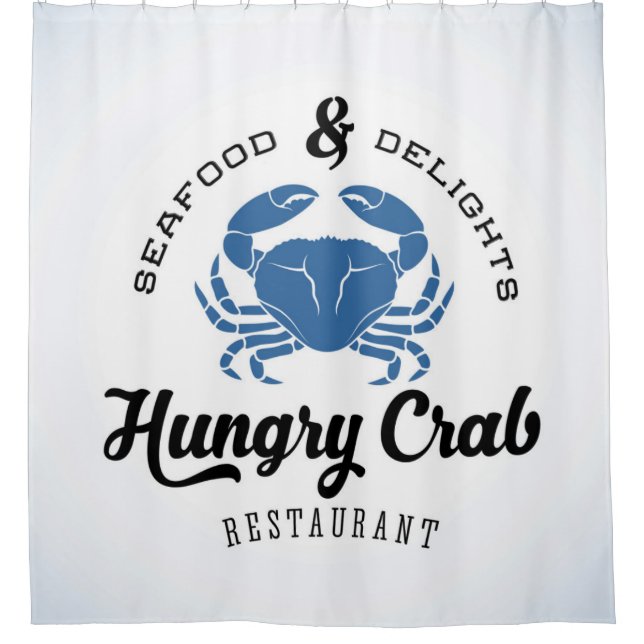 Rideaux De Douche Affiche affamée de restaurant de crabe (Devant)