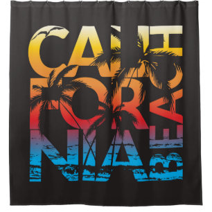Rideaux De Douche Affiche de plage de la Californie