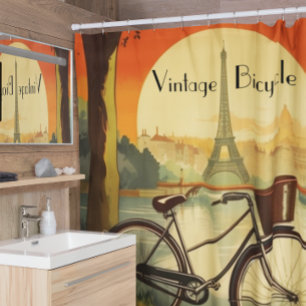 Rideaux De Douche Affiche de voyage à vélo, Paris personnalisable