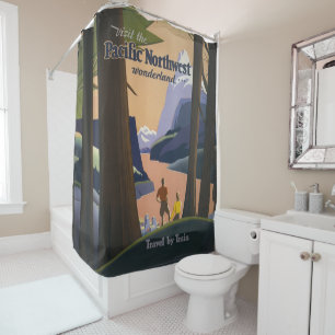 Rideaux De Douche Affiche de voyage vintage Pacific Northwest 1925 T