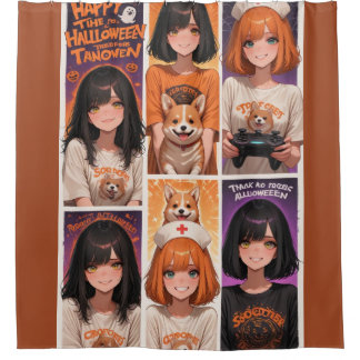 Rideaux De Douche Affiche d'Halloween pour fille de jeu d'animation