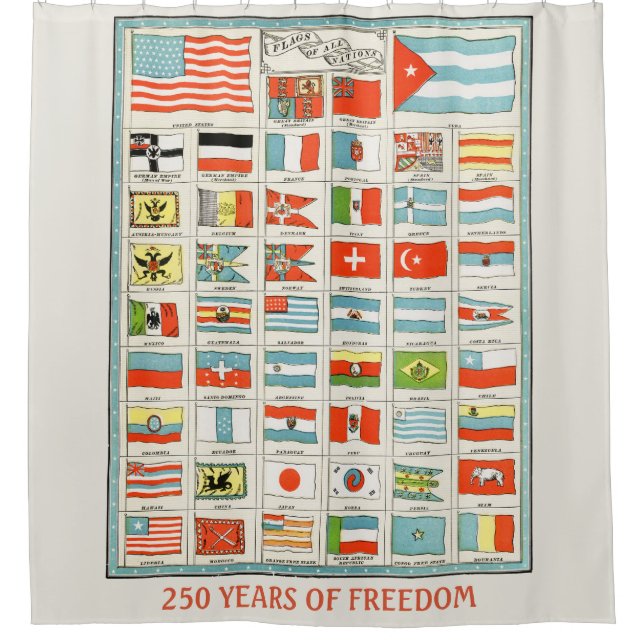 Rideaux De Douche Affiche Éducative des Drapeaux Anciens de Toutes l (Devant)