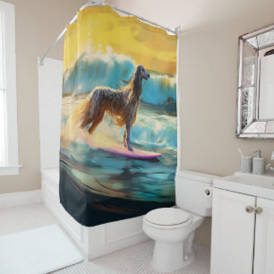 Rideaux De Douche Afghan Hound Beach Surf Peinture