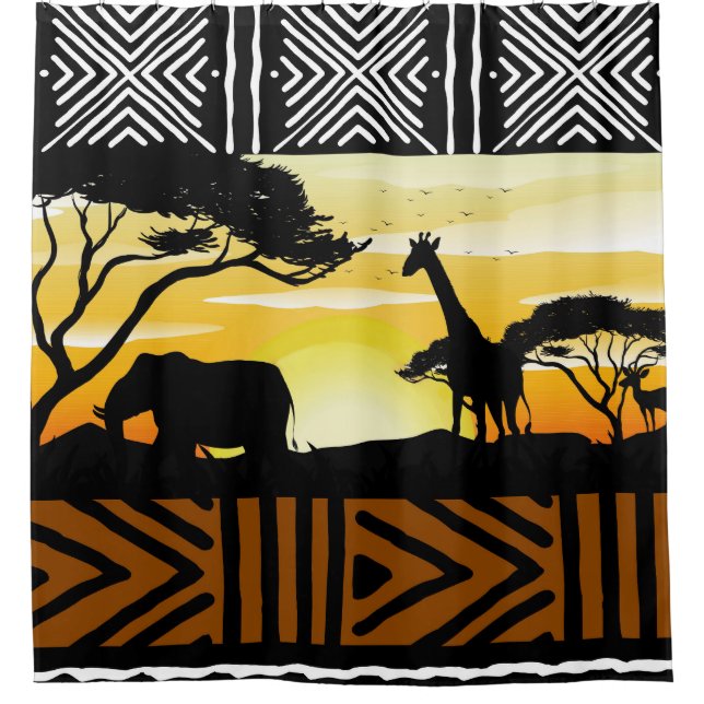 Rideaux De Douche African Safari Scene Shower Curtain (Devant)