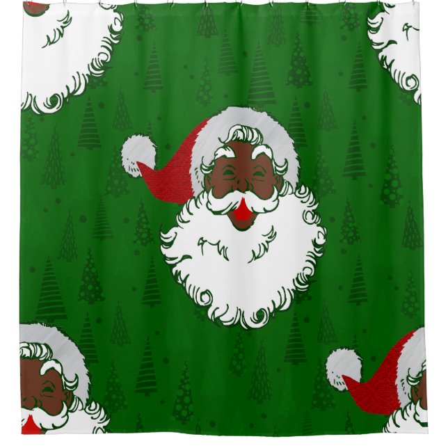 Rideaux De Douche afrique noir santa claus noël arbres vert (Devant)