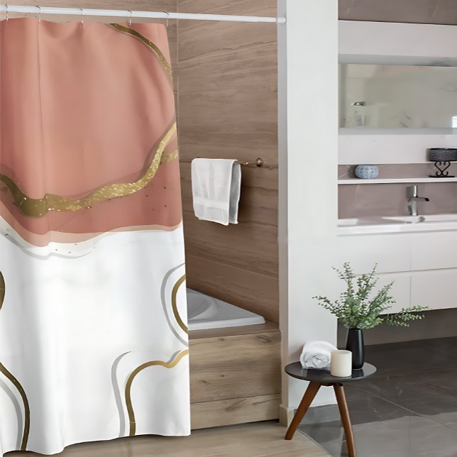 Rideaux De Douche Agate en or rose rose marbré élégant (Stylish Marble Blush Pink Gold Agate Shower Curtai Shower Curtain)