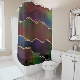 Rideaux De Douche Agate foncé intense Moody Rainbow Jewel Tone