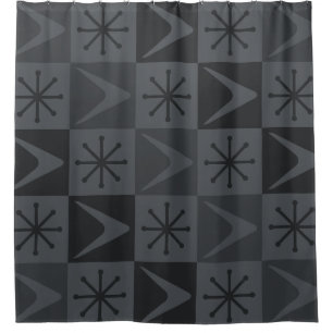 Rideaux De Douche Âge atomique À damiers Boomerangs Grey