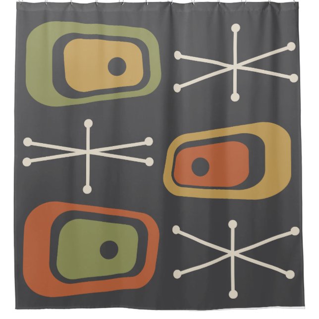 Rideaux De Douche Âge atomique rétro Multicolore (Devant)