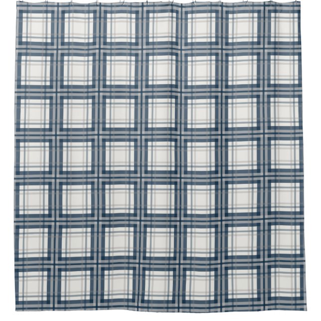 Rideaux De Douche Agritourisme Plaid, Bleu marine, Ardoise, Gris, Cr (Devant)