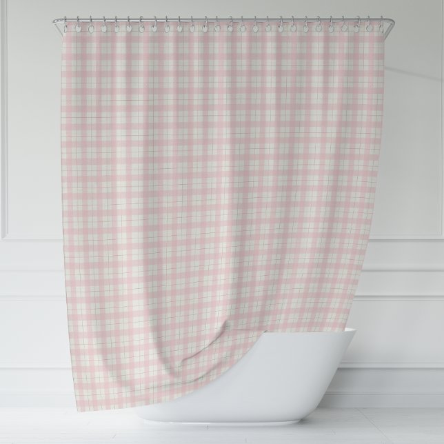 Rideaux De Douche Agritourisme rose simple (Simple Pink Plaid Farmhouse Shower Curtain)