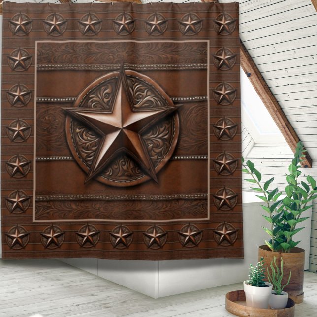 Rideaux De Douche Agritourisme rustique Cowboy Western Country Texas (Rustic Farmhouse Cowboy Western Country Texas Star Shower Curtain)