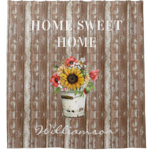 Rideaux De Douche Agritourisme rustique en bois déprimé Maison Sweet