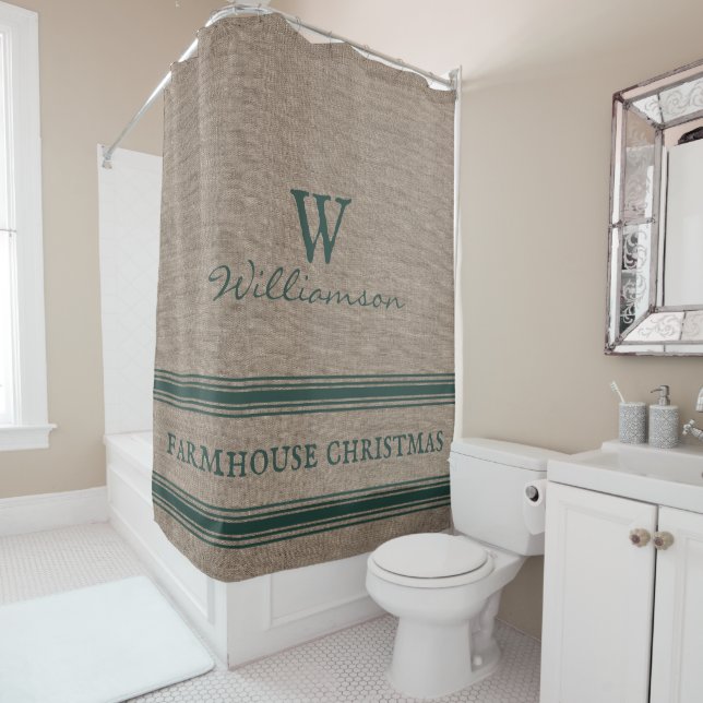 Rideaux De Douche Agritourisme rustique Ticking Burlap Douche (En situation)