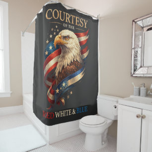 Rideaux De Douche Aigle Patriotique Rouge Blanc et Bleu Vintage