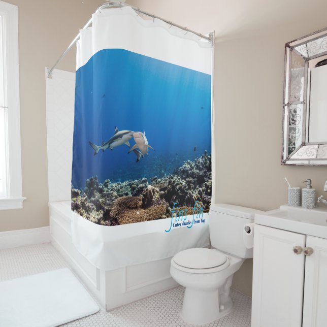 Rideaux De Douche aileron d'ailerons : Requins de Cutey (En situation)