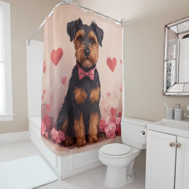 Rideaux De Douche Airedale avec des Roses - Saint-Valentin (En situation)