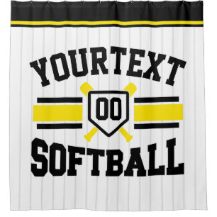 Rideaux De Douche AJOUT PERSONNALISÉ NOM Softball Player Varsity Tea