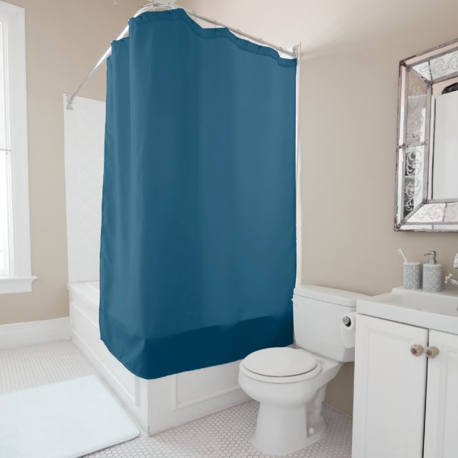 Rideaux De Douche Ajouter le nom du texte Modèle Ocean Blue Solid Co (En situation)