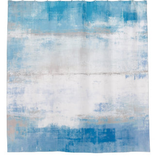 Rideaux De Douche "Ajustez" l'art abstrait bleu et gris