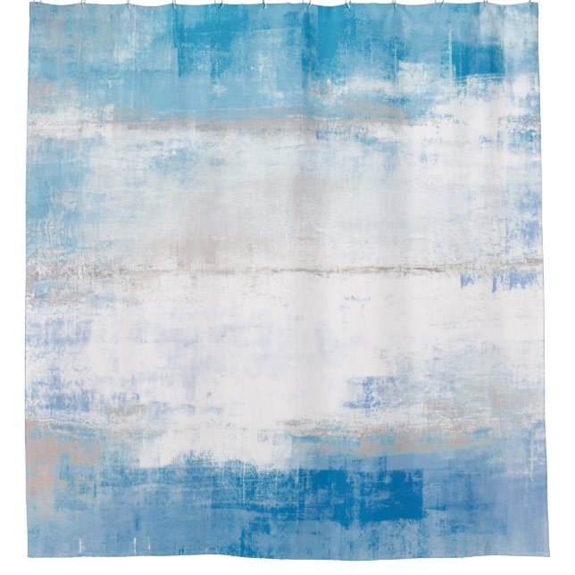 Rideaux De Douche "Ajustez" l'art abstrait bleu et gris (Devant)