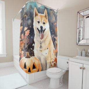 Rideaux De Douche Akita Halloween avec citrouilles effrayantes