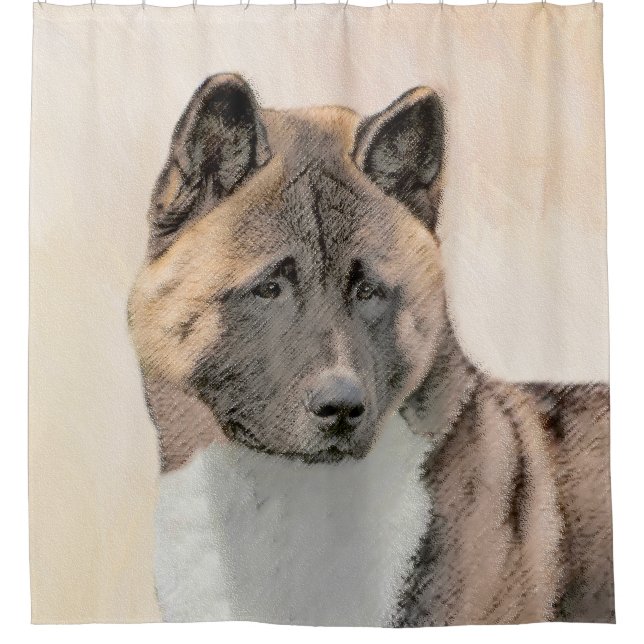 Rideaux De Douche Akita Peinture - Cute Original Chien Art (Devant)
