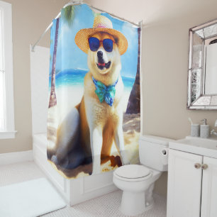Rideaux De Douche Akita sur la plage, cadeau d'été pour les amoureux