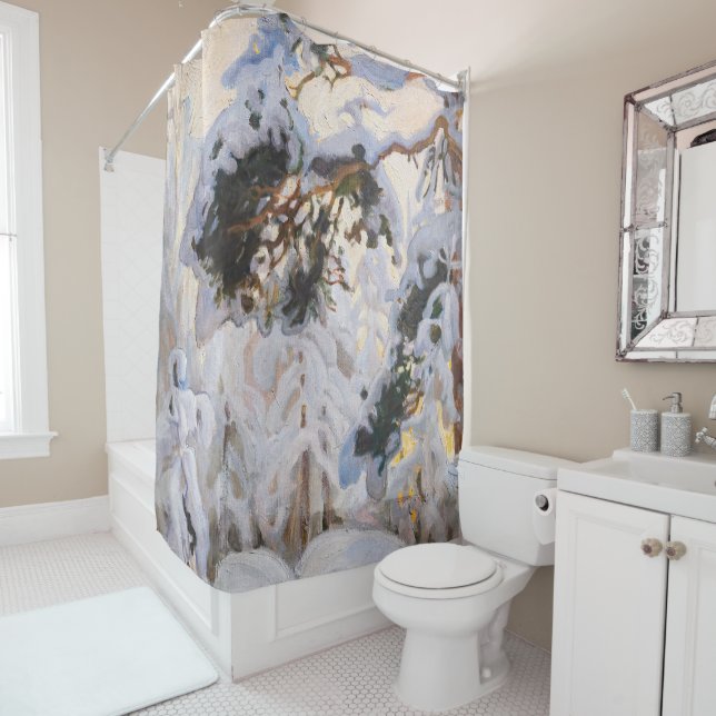 Rideaux De Douche Akseli Gallen-Kallela - Forêt en hiver (En situation)