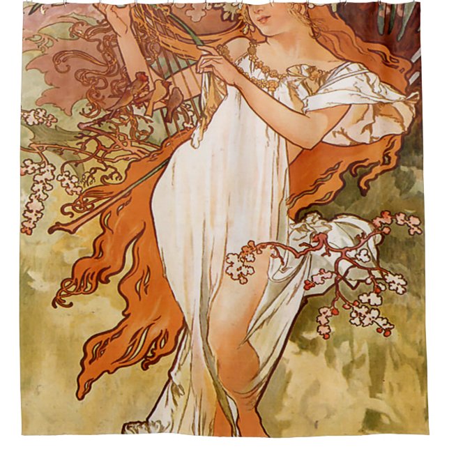Rideaux De Douche Alfons Mucha - 1896 - Printemps (Devant)