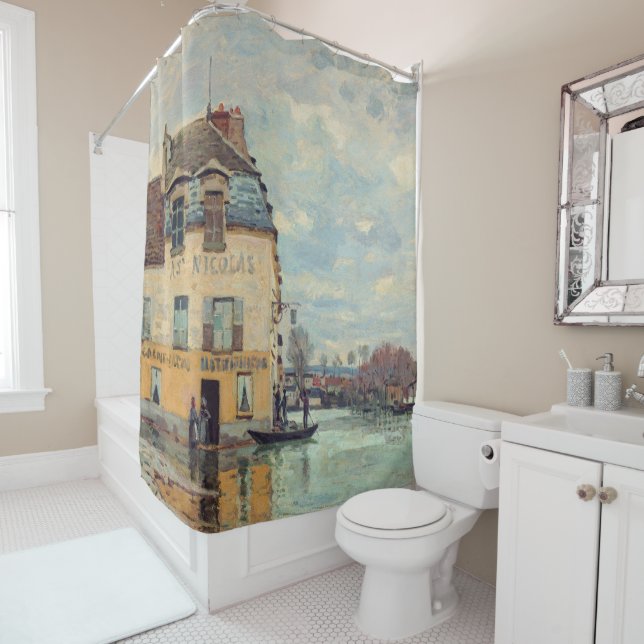 Rideaux De Douche Alfred Sisley - Inondation à Port-Marly 1872 (En situation)