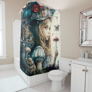 Rideaux De Douche Alice au pays des merveilles et les champignons ma