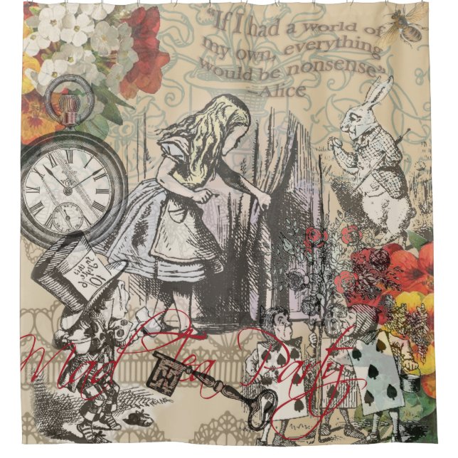 Rideaux De Douche Alice au pays des merveilles, la haine et le lapin (Devant)