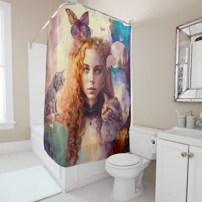 Rideaux De Douche Alice au pays des merveilles | Whimsical Dreamy Am (En situation)