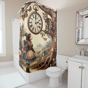 Rideaux De Douche Alice et Chat du Cheshire : Fantaisie merveilleuse