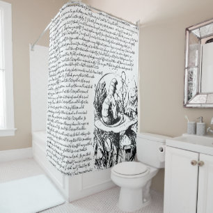 Rideaux De Douche Alice noire et blanche vintage au pays des