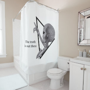 Rideaux De Douche Alien gris, la vérité est là