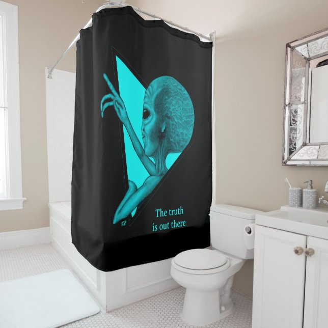 Rideaux De Douche Alien gris, la vérité est là (En situation)