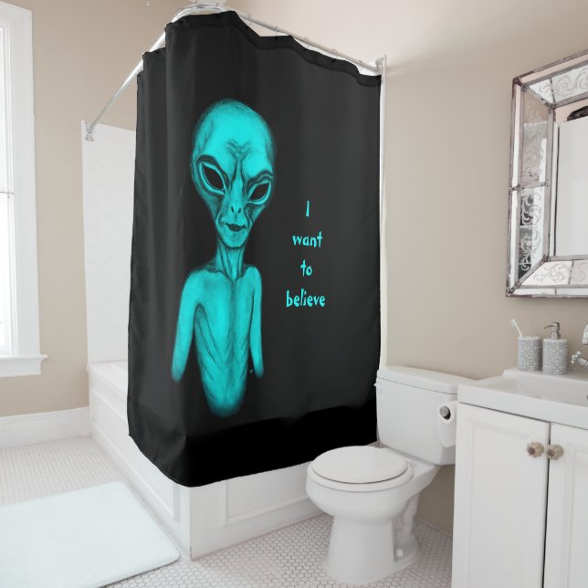 Rideaux De Douche Alien, je veux croire (En situation)