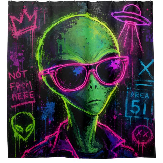 Rideaux De Douche Alien Néon Cool (Devant)