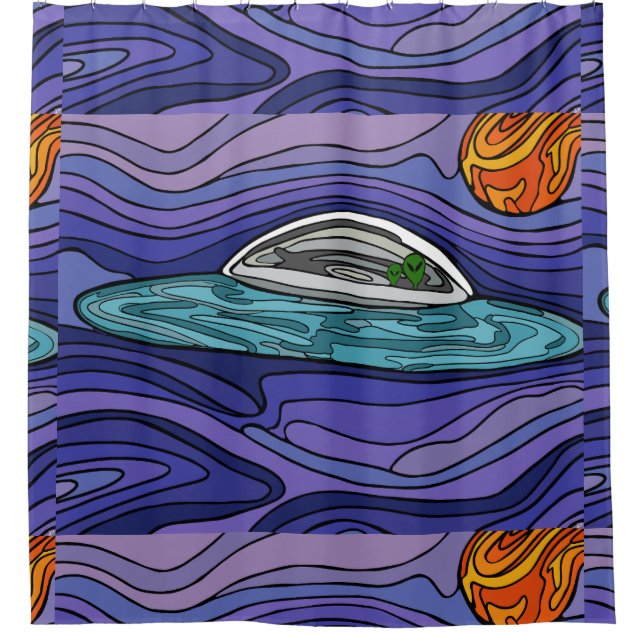Rideaux De Douche Alien UFO de vaisseau spatial paranormal UAP (Devant)