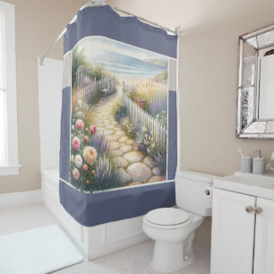 Rideaux De Douche Allée de jardin de campagne au bord de la mer