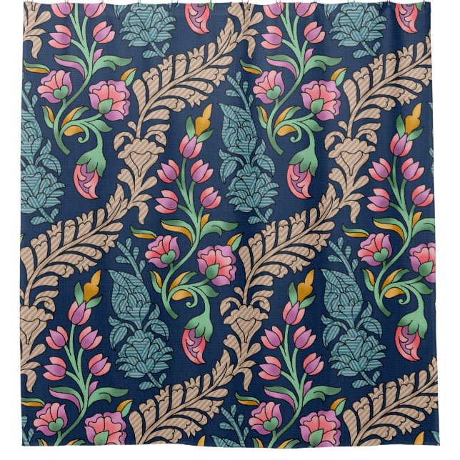 Rideaux De Douche Allover traditionnel moghole Designs, motif, flore (Devant)