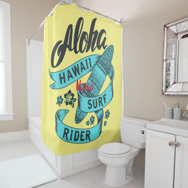 Rideaux De Douche Aloha Hawaii Surf Rider Thunder_Cove (En situation)