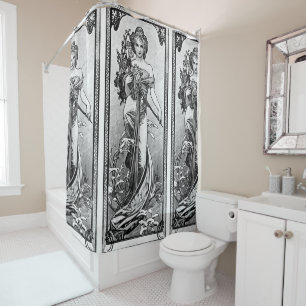 Rideaux De Douche Alphonse Mucha brisé les fleurs